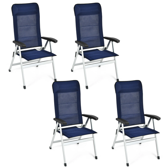 Gymax 4PCS Patio Dining Chair Aluminum Camping Adjust Portable - See Details