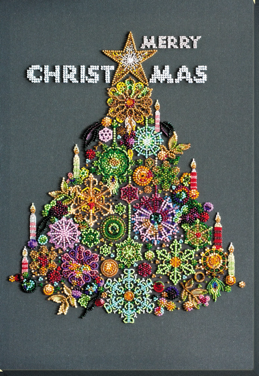 Diy Bead Embroidery Kit On Art Canvas "Christmas Tree" Size 280×380mm | 11.0"×14.9", Gift