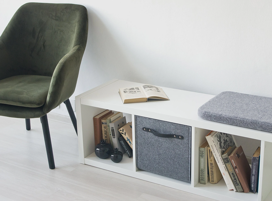 Storage Box With Leather Handles/Felt Basket 13x13x13 Fit Into Expedit & Kallax Storage Custom-Made Boxes