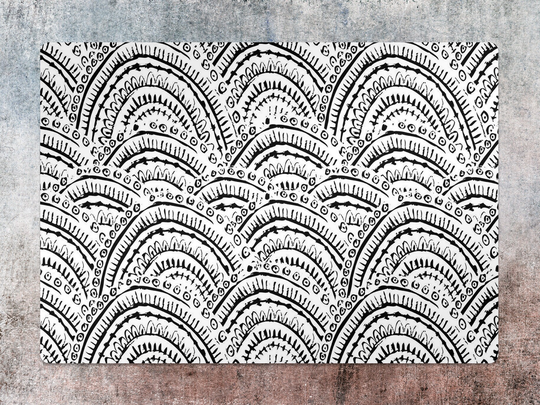 Drawn Tracery Chair Mat, Black Protective White Splat Abstract Vinyl Floor Pad, Decorative Housewarming Gift
