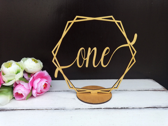 Wedding Table Number, Hexagon Name, Gold Numbers Table Decoration Numbers With Base Wood