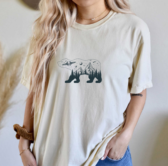 Comfort Colors Yam Celestial Bear Shirt, Top, Animals T-Shirt, Comfy Oversized Boho Shirt