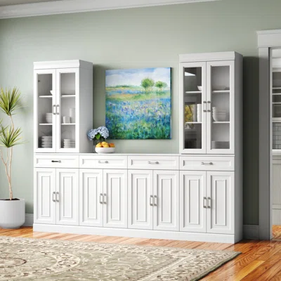 Hohman 95" Wide 4 Drawer Sideboard And Glass Door Pantry Set