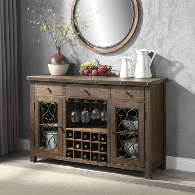 Cup Holder Cabinet With Detachable Wine Rack, Sideboard And Buffet Cabinet With 2 Door, Wood