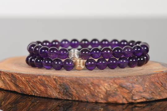 Aaa Dark Amethyst Bracelet 6mm Beads, February Birthstone, Natural