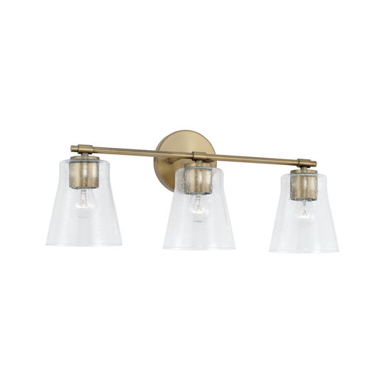 Baker 3-light Bath/ Vanity Fixture w/ Clear Seeded Glass