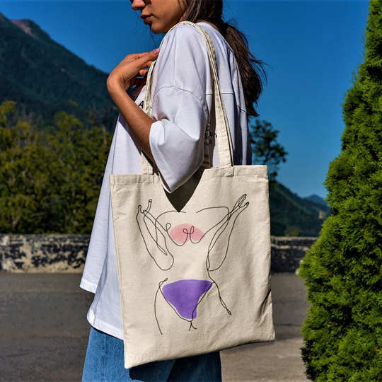 Woman Line Art Tote Bag -Aesthetic Tote Bag, Woman Line Art Tote, Woman Bag, Abstract Woman Art, Minimal