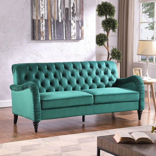 3 Seater Sofa Modern Velvet Upholstered Sofa, Lounge Couch for Living Room