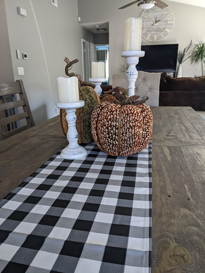 Linen Buffalo Plaid Table Runner, Holiday Fall Thanksgiving Plaid, Rustic Farmhouse Decor