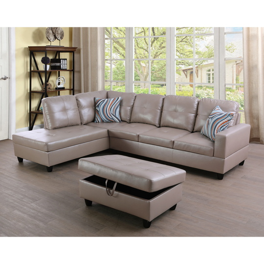3-Pieces Sectional Sofa Set,Left Facing Latte(09512A)