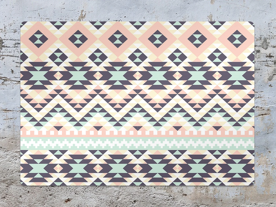 Abstract Ethnic Chair Mat, Blue Protective Pink Splat Aztec Vinyl Floor Flooring, Comfort Splash Mat