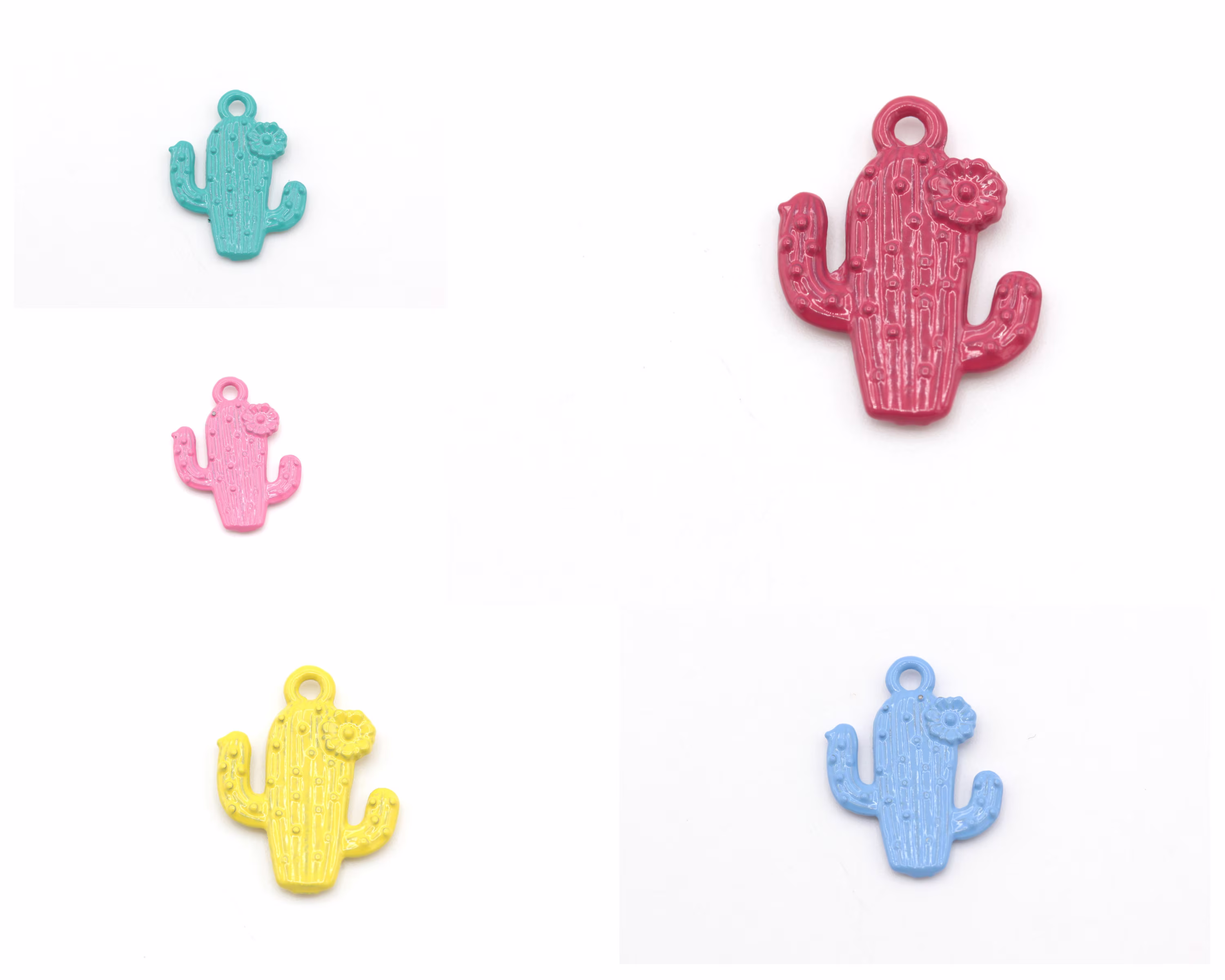 2 Pcs Colored Cactus Charms, Pendant, Necklace, Earring Jewelry, | 14x19mm Crld-15