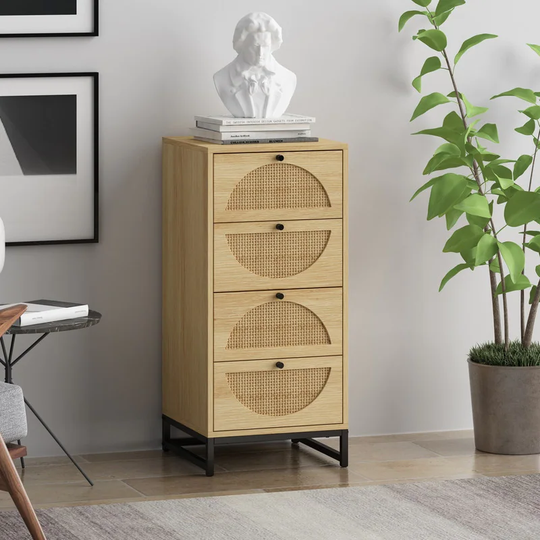 Rattan Diversified Storage File Cabinets with 4 Drawers-40.55"H