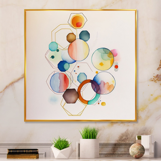 Designart 'Multi-Color Circular Abstract II' Modern Framed Canvas Art Print