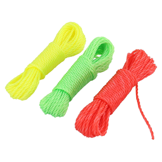 Outdoor Nylon Twisted String Clothesline Clothes Rope 10m 3 Pcs - Assorted Color