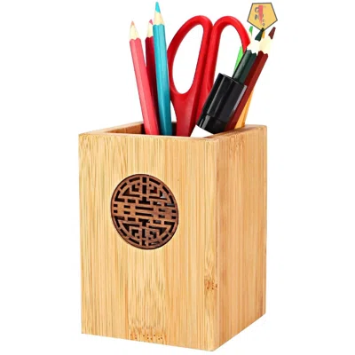 Bamboo Pen Holder, Decorative Japanse Style Pencil Cup And Makeup Brush Stand Desktop Organizer For Home, School And Office
