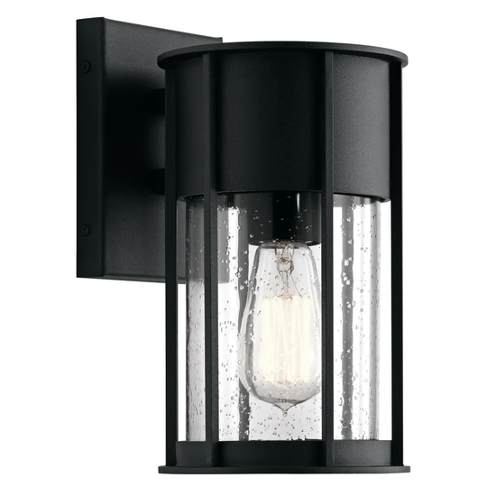 Kichler Camillo 11 Inch 1 Light Wall Light with Clear Seeded Glass in Black