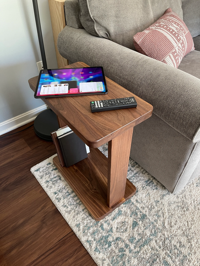 11" Wide Tall Liz Table - Narrow Hardwood Side Table, Skinny Wood With Legs, Furniture