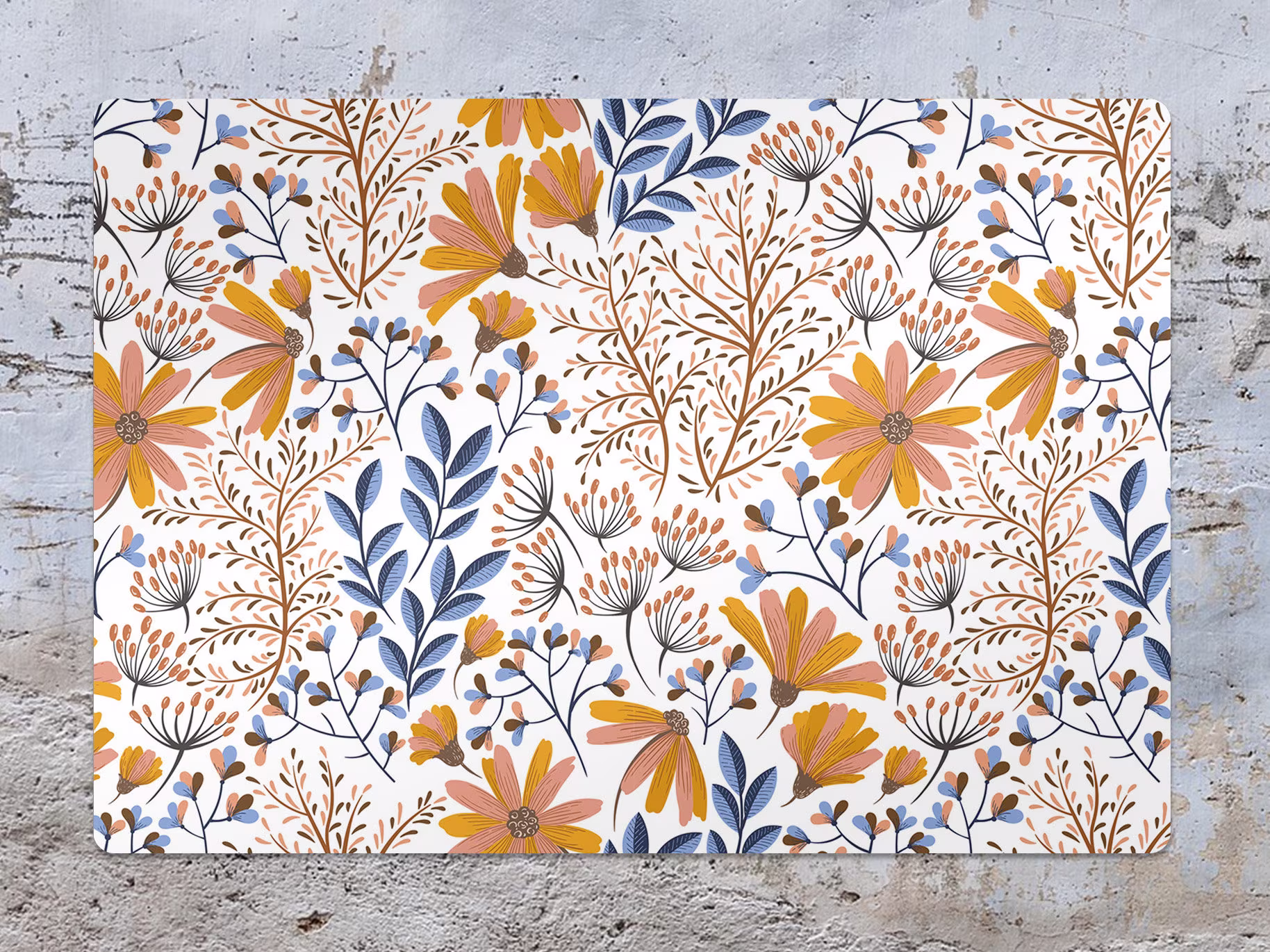 Autumn Carpet Chair Mat, Orange Vinyl Floor White Protective Plants Splat Pad, Office Room Rug, Gift Idea