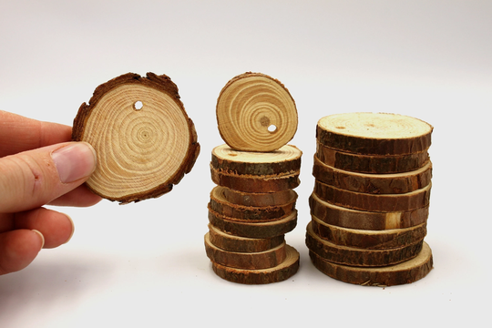 Wood Slices - 2 1/2 To 4 cm Round Natural For Christmas Tree Ornaments, Miniature Art Canvas & Craft Supplies Pack Of 6 Or 8
