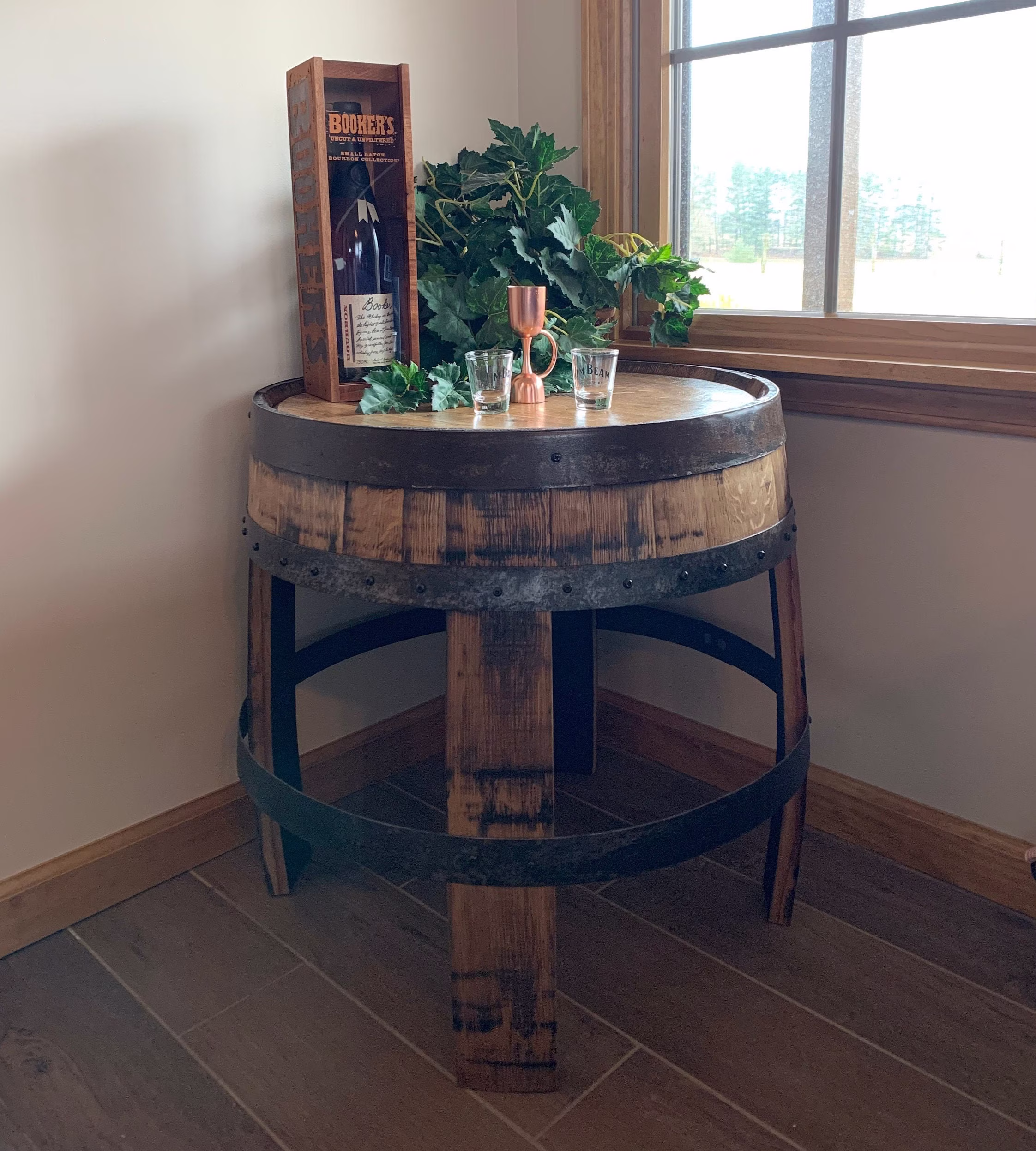Whiskey Bourbon Barrel Style End Tables, Nightstands, Side Tables