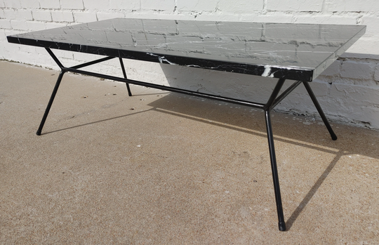 Mid Century Modern Marble & Iron Table