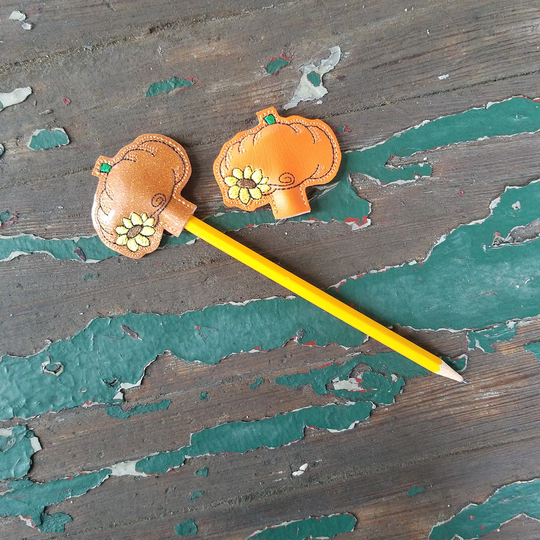 Pencil Topper, Embroidered Pumpkin Marine Vinyl Non Candy Gift Treat Bag