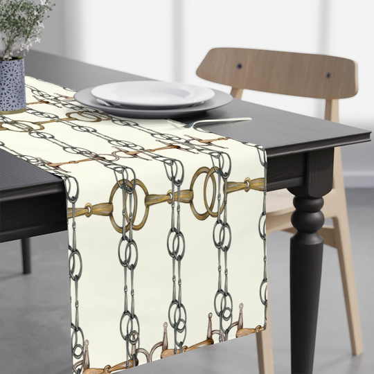 Equestrian Snaffle Bit Ivory Table Runner