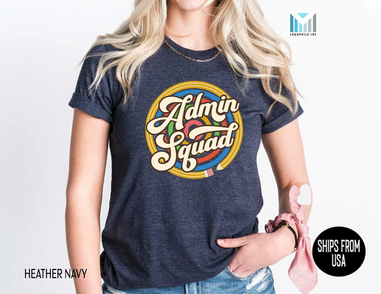 School Admin Squad Pencil Shirt, Retro Team Tshirt, Colourful Matching Office Staff Tees, Administrative Professionals Day Gift