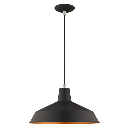 Livex Lighting Metal Shade 1-Light Mini Pendant - 16"Dia. x 14"-75"Adj. H - 16"Dia. x 14"-75"Adj. H