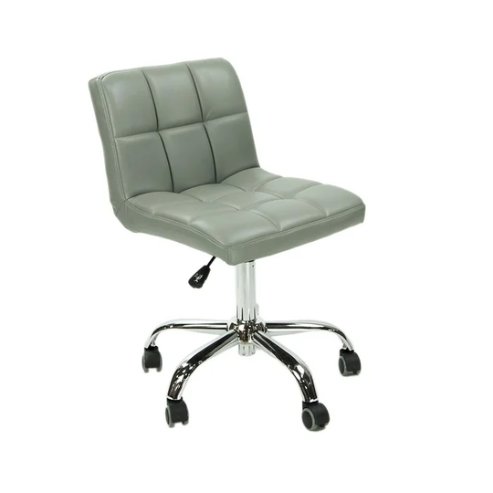 TOTO Home Office Button-Tufted Desk Chair, Armless Thick Cushion, Adjustable Height 19"-25", Modern Grey - N/A