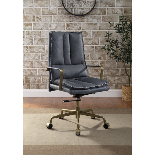 Office Chair, Gray Leather,Industrial Style