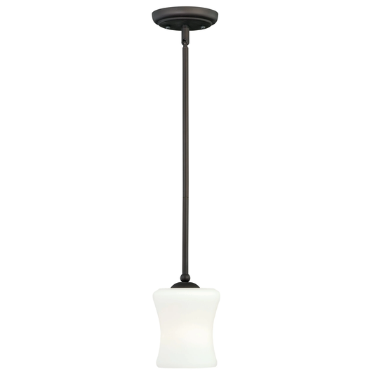 Poirot Bronze Mini Pendant Ceiling Light White Glass - 5-in W x 9.75-in H x 5-in D