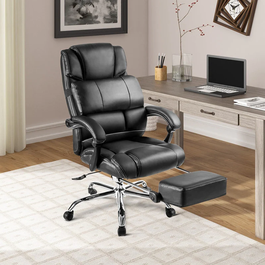 PU Leather Double Padded Office Chair with Footrest