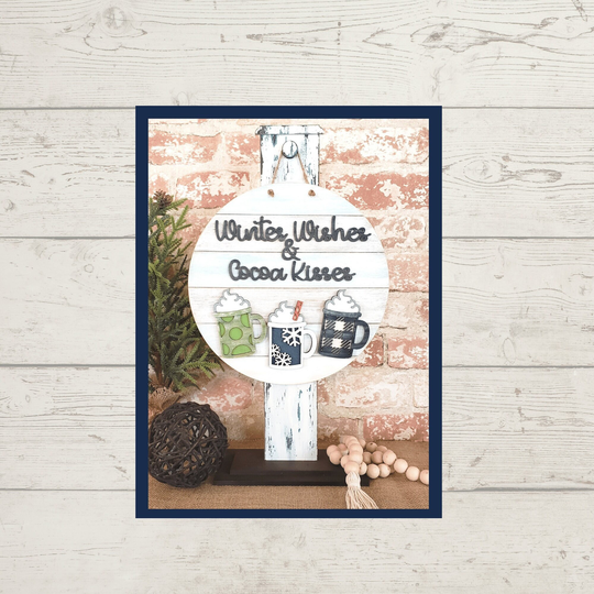 Winter Wishes Cocoa Kisses Christmas Sign Kit, Diy Painted Sign, Decor, Holiday Paint Party, Hot Chocolate