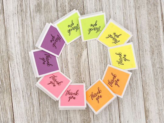2" X Mini Colorful Thank You Cards/Bright You Square Cards Enclosures Mini Set Of 20