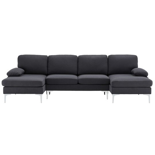 Modern Simple Style U-Shaped 4-Seat Sectional Sofa with Metal Legs
