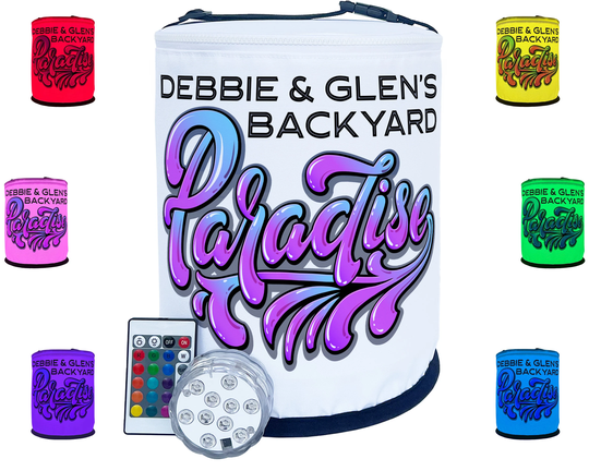 Personalized Color Changing Lantern - Backyard Paradise Patio Decoration Includes Your Custom Text & Led Puck Light With Remote