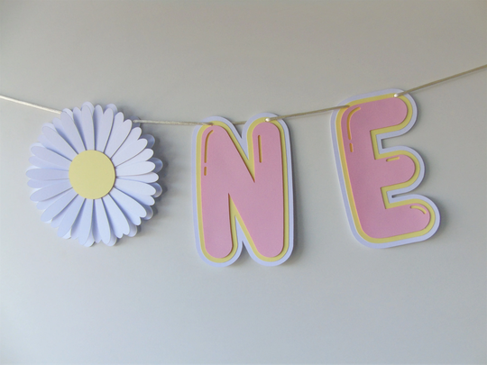 Daisy One High Chair Banner, Flower Power Groovy Birthday, Girl Birthday Party, One Floral 1st First Party