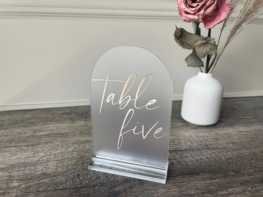 Rose Gold Arch Table Numbers | Wedding Frosted Acrylic Numbes