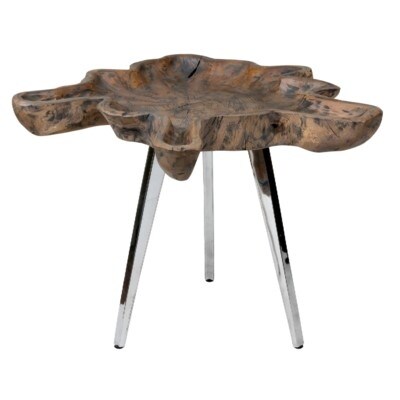 Live-Edge Teak Top End Table