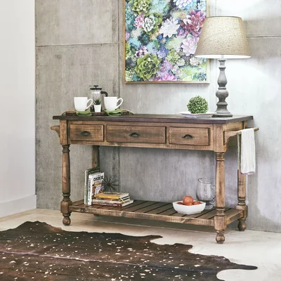 Jacobo 59" Wide 3 Drawer Pine Wood Sideboard