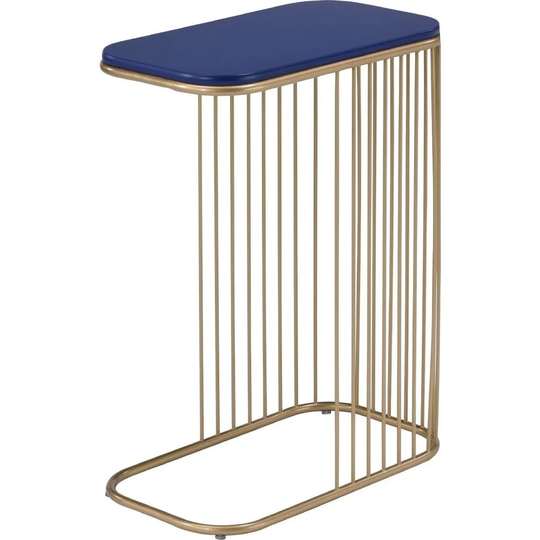 Open Framed Unique Accent Table, Blue and Gold - 18 L x 10 W x 23 H