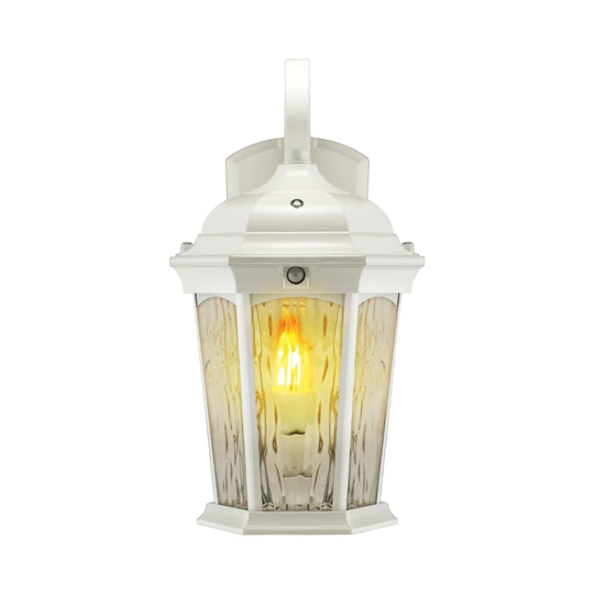 Euri Lighting Flickering Flame Lantern, with Integrated Security Light, Photocell and Motion-Sensor (Dusk-to-Dawn)