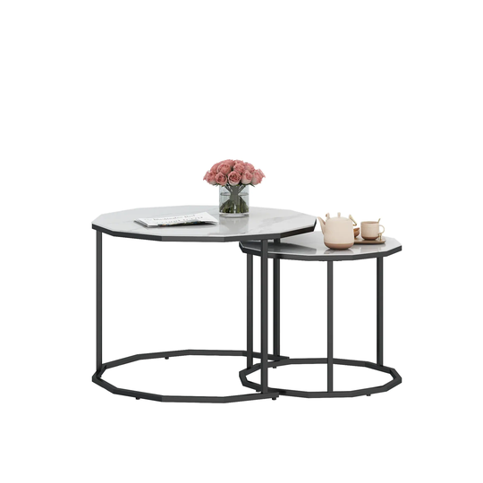 Artificial Marble Top 12-gon Shape Coffee Table for Living Room