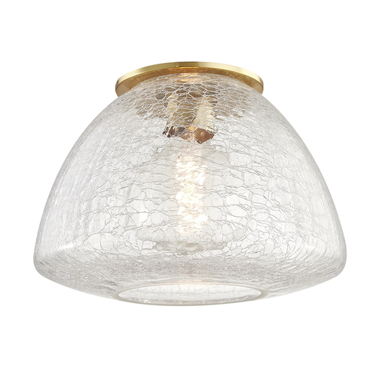 Mitzi by Hudson Valley Maya 1-light Aged Brass Large Flush Mount, Clear Crackle Glass
