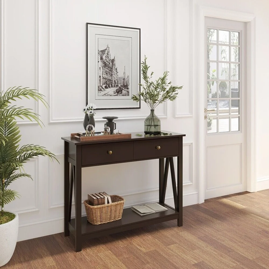 Console Table for Entryway Sofa Table Narrow Long Side Table Espresso - 54 x 84