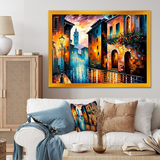 Designart 'Colorful City In Italy I' Cityscapes Framed Art Print