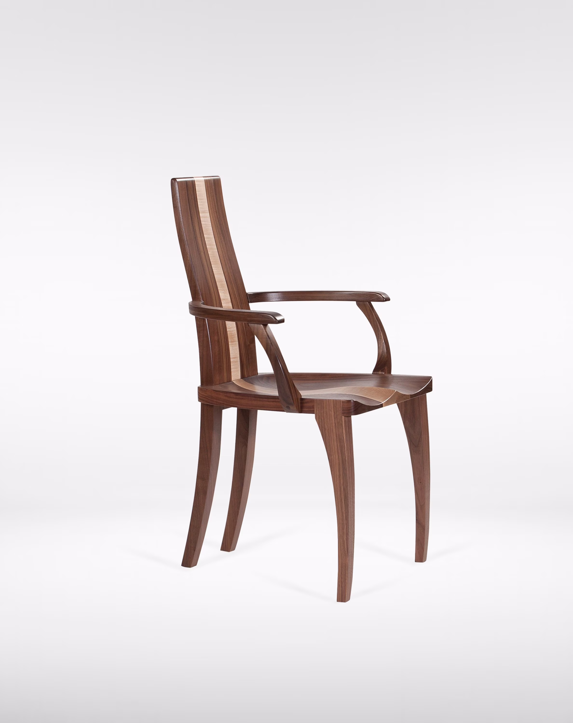Armchair - Dining Chair Handmade From Solid Dark Walnut Wood, Also in Cherry Or Mahogany For Your Modern Room Decor, Free Shipping