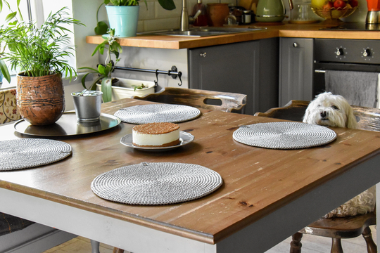Crochet Round Rustic Table Mats Set, Handmade Place
